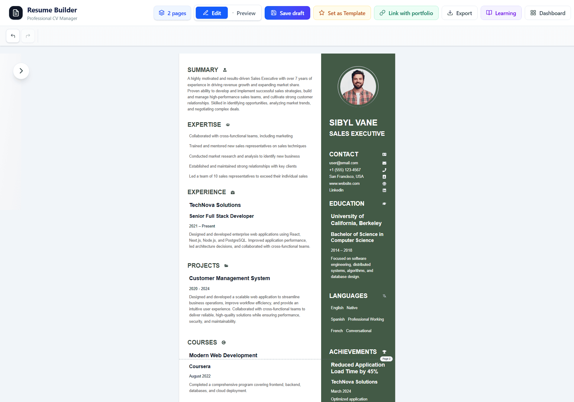 Resume Builder Preview