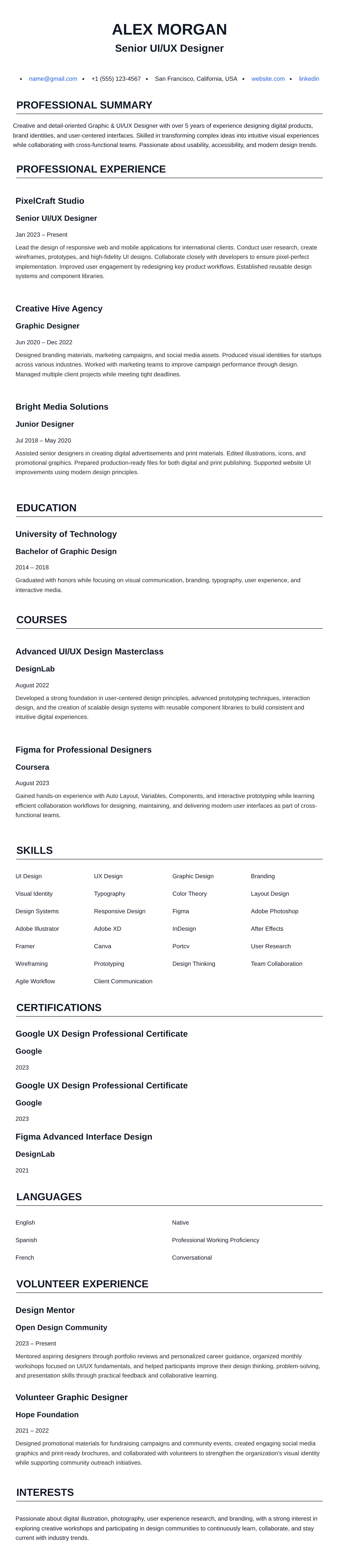 ATS Professional resume template preview