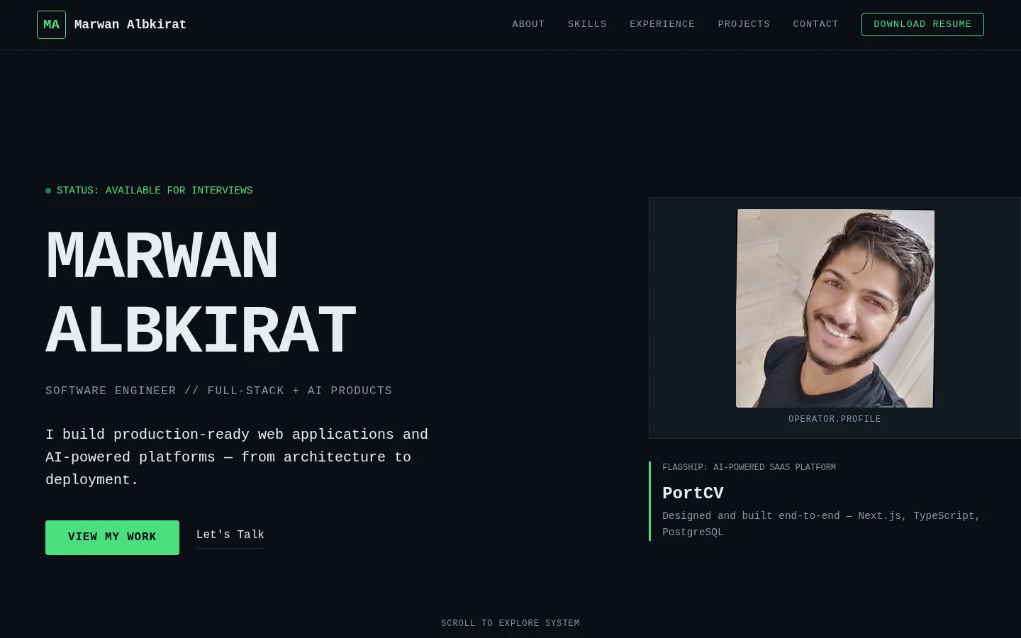 Marwan Albkirat - Software Engineer portfolio preview