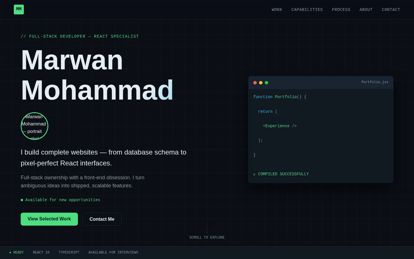 Marwan Mohammad - Full-Stack Developer portfolio preview